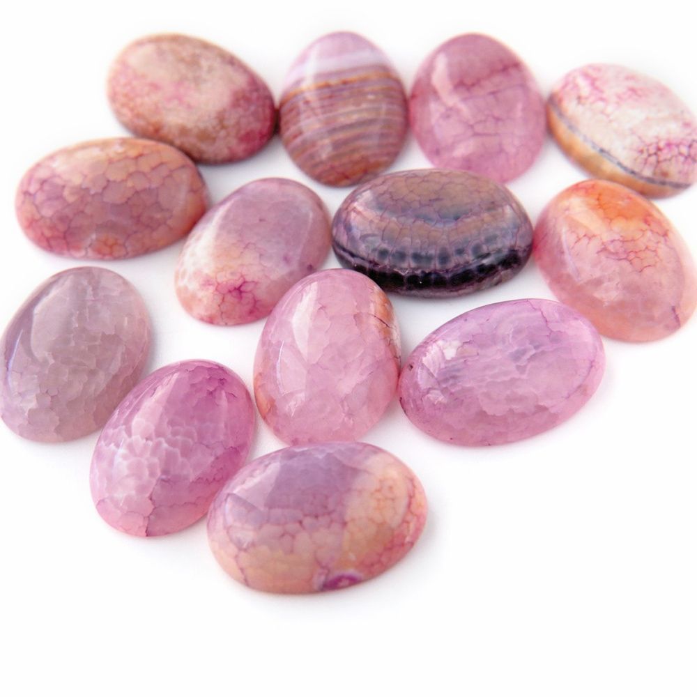 кабошон агат овальный, цвет розовато-сиреневый, 25x18x6.5 мм