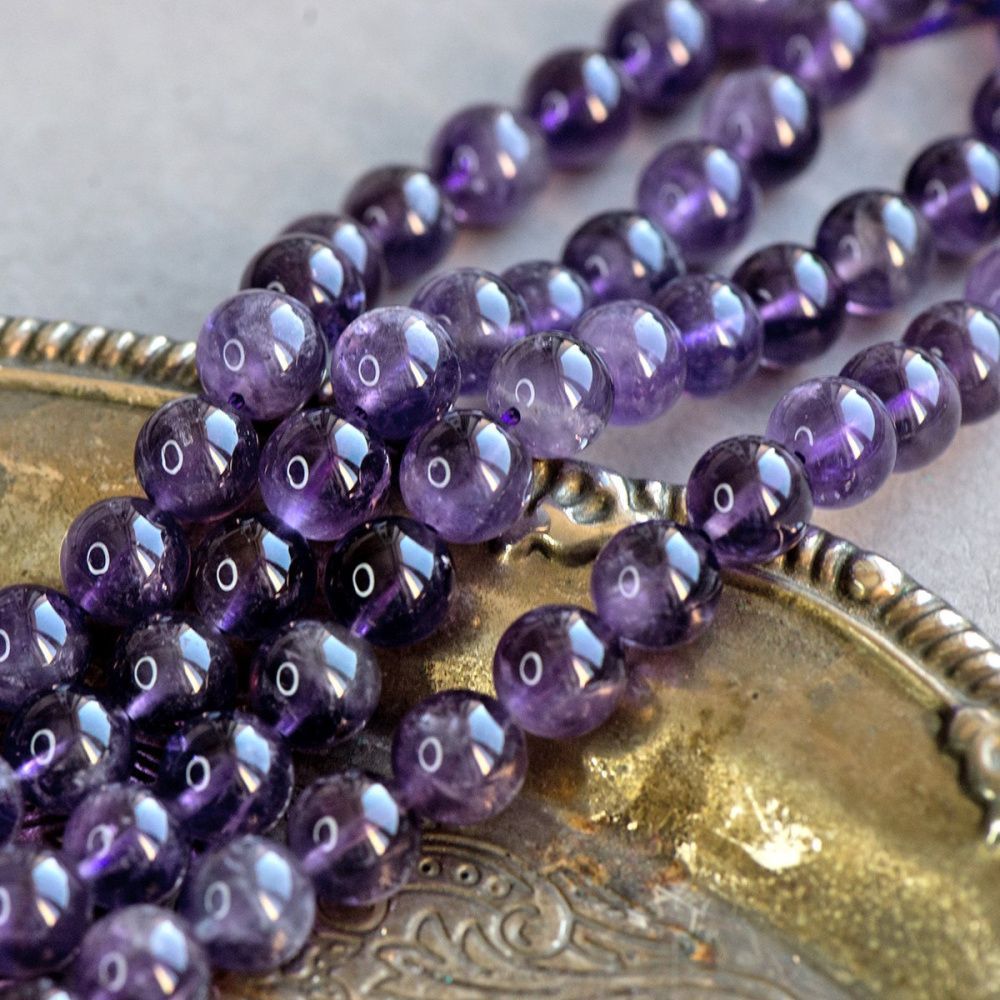 бусина аметист 10, цвет сиренево-фиолетовый, 10 мм (стренд 10 шт.)