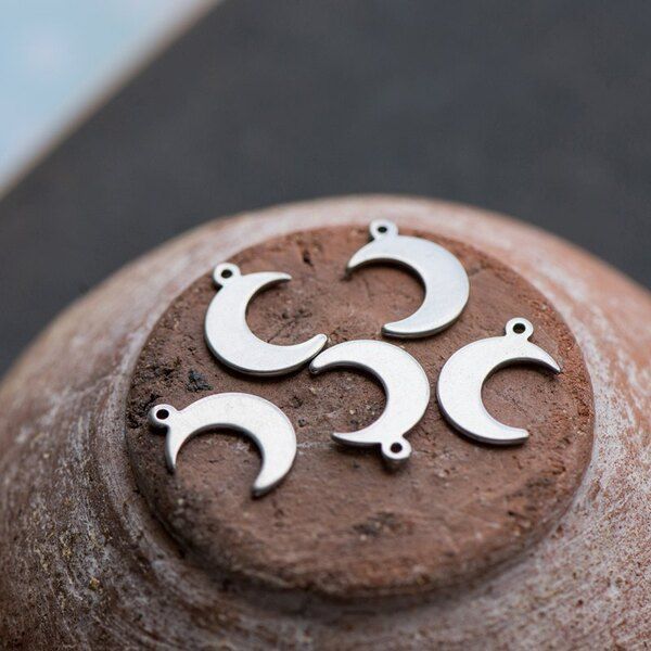 подвеска стальная "луна", цвет стальной, 16x12x1 мм