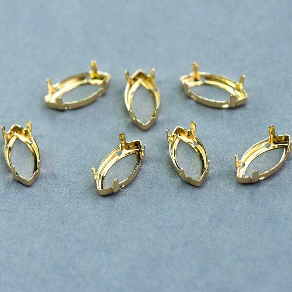 цапы для стразов navette, открытые, золото, 18х9 мм