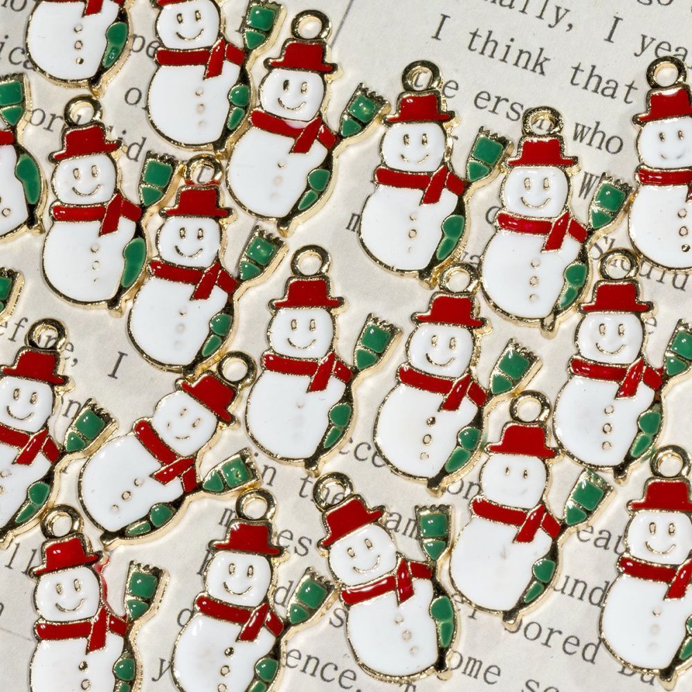 подвеска металлическая "снеговичок", с эмалью, цвет золото, 21.5x12.5x2 мм