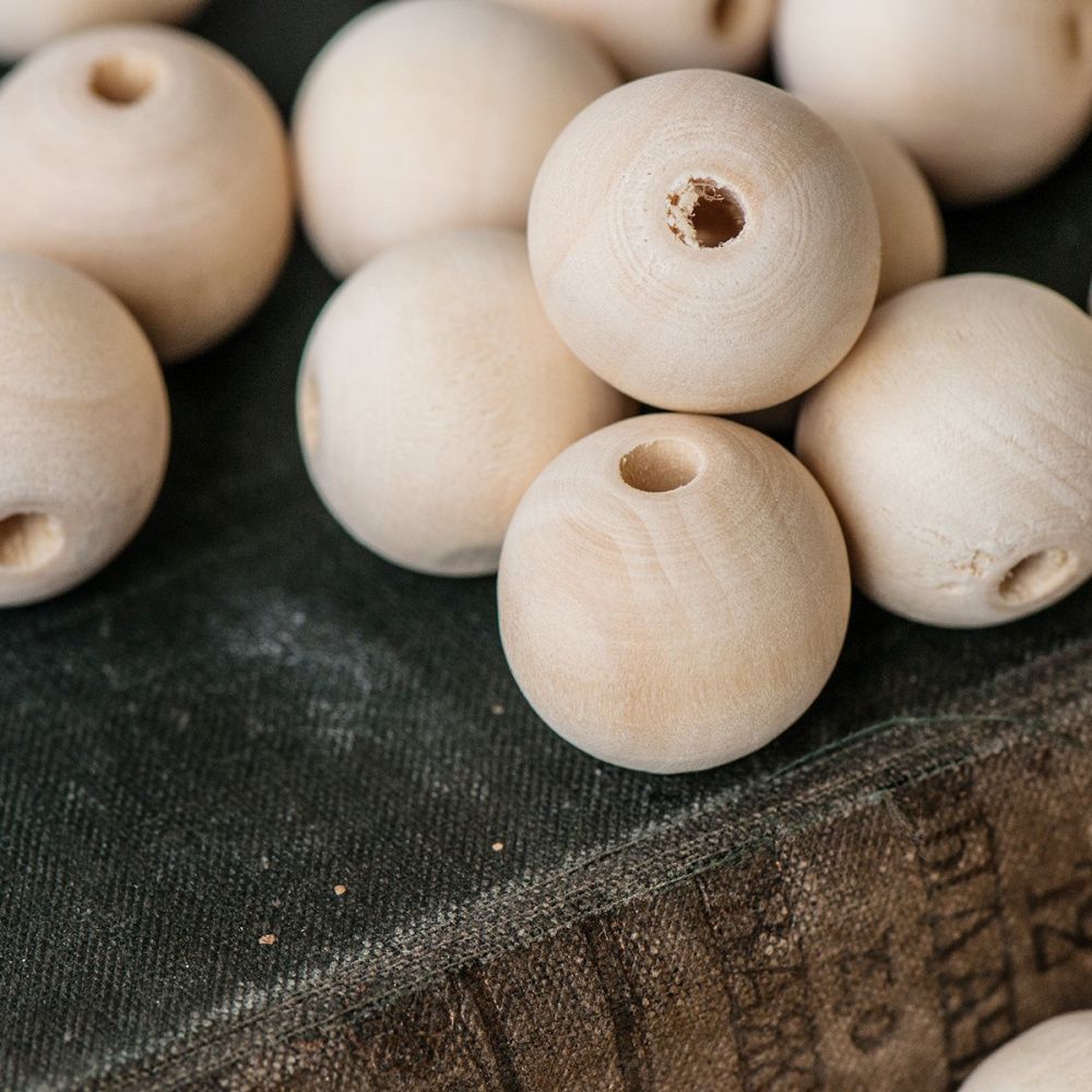 бусина дерево 20, для обвязки, цвет натуральный, 20 мм