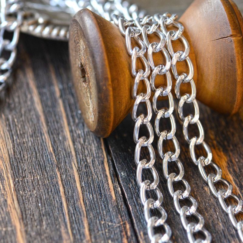 цепочка "люкс", алюминий, цвет серебро, 10x6.5x1.8 мм