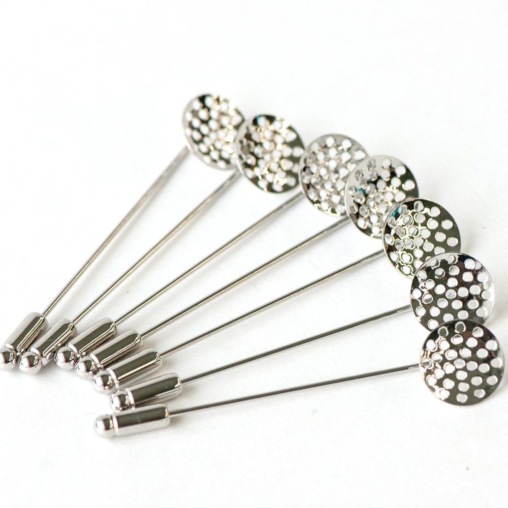 основа для броши "пин", цвет платина, 61х13.5х1 мм