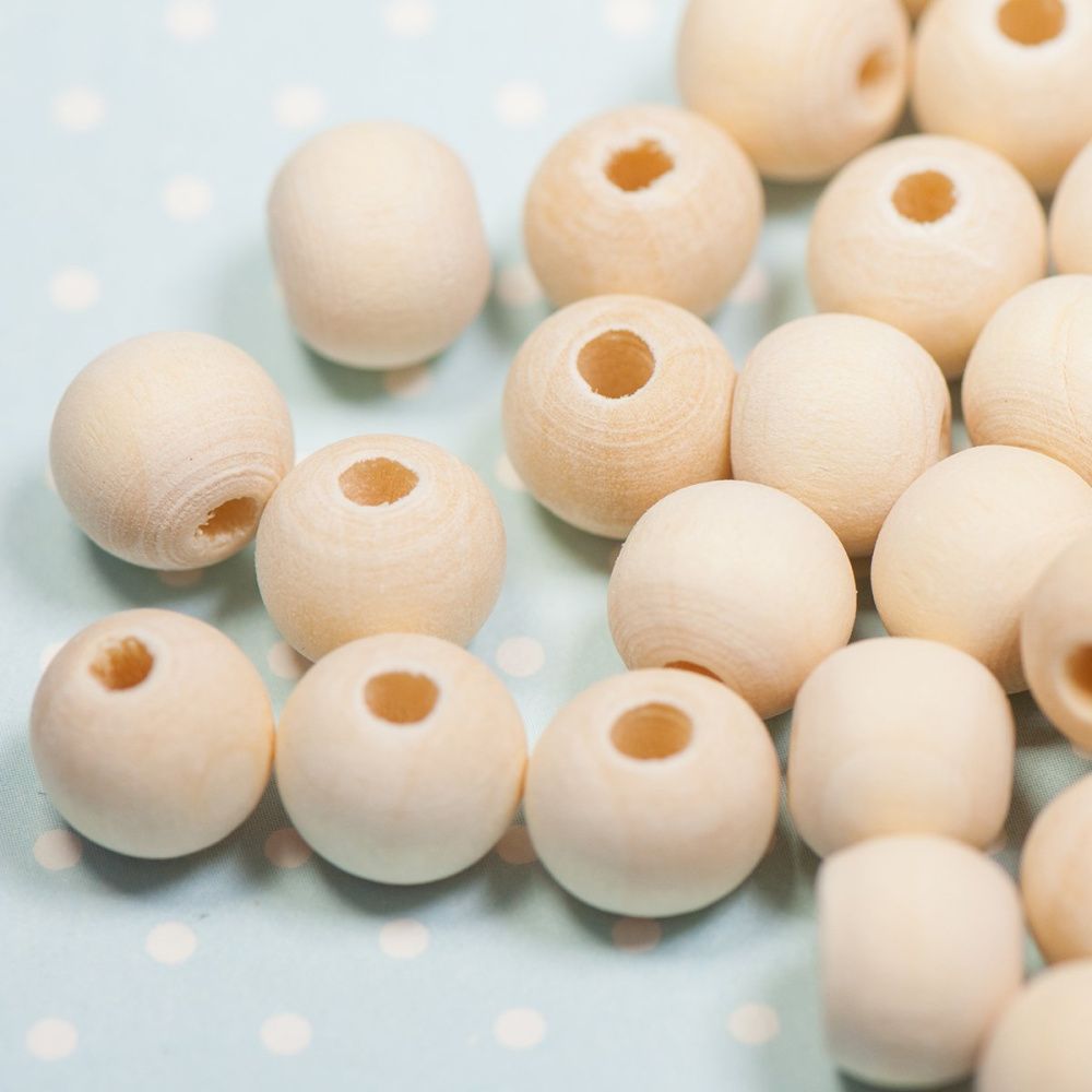 бусина дерево 10, цвет натуральный, 10 мм