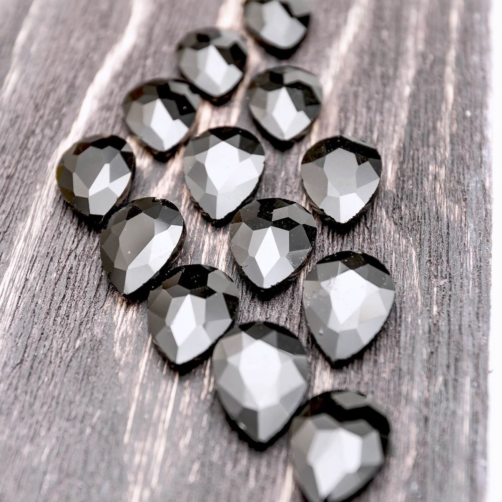 кабошон стекло кристалл, каплевидный, цвет черный, 18х13 мм