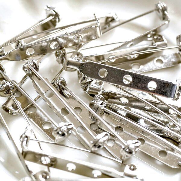 основа для броши "ланча" с поворотным механизмом, цвет платина, 32x5 мм