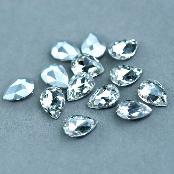 кабошон стекло кристалл, каплевидный, цвет crystal, 14х10 мм