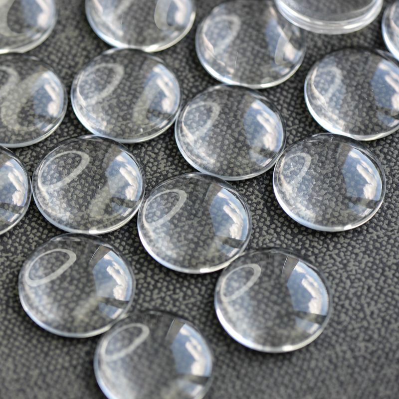 кабошон стеклянный, круглый, прозрачный, 25х6 мм