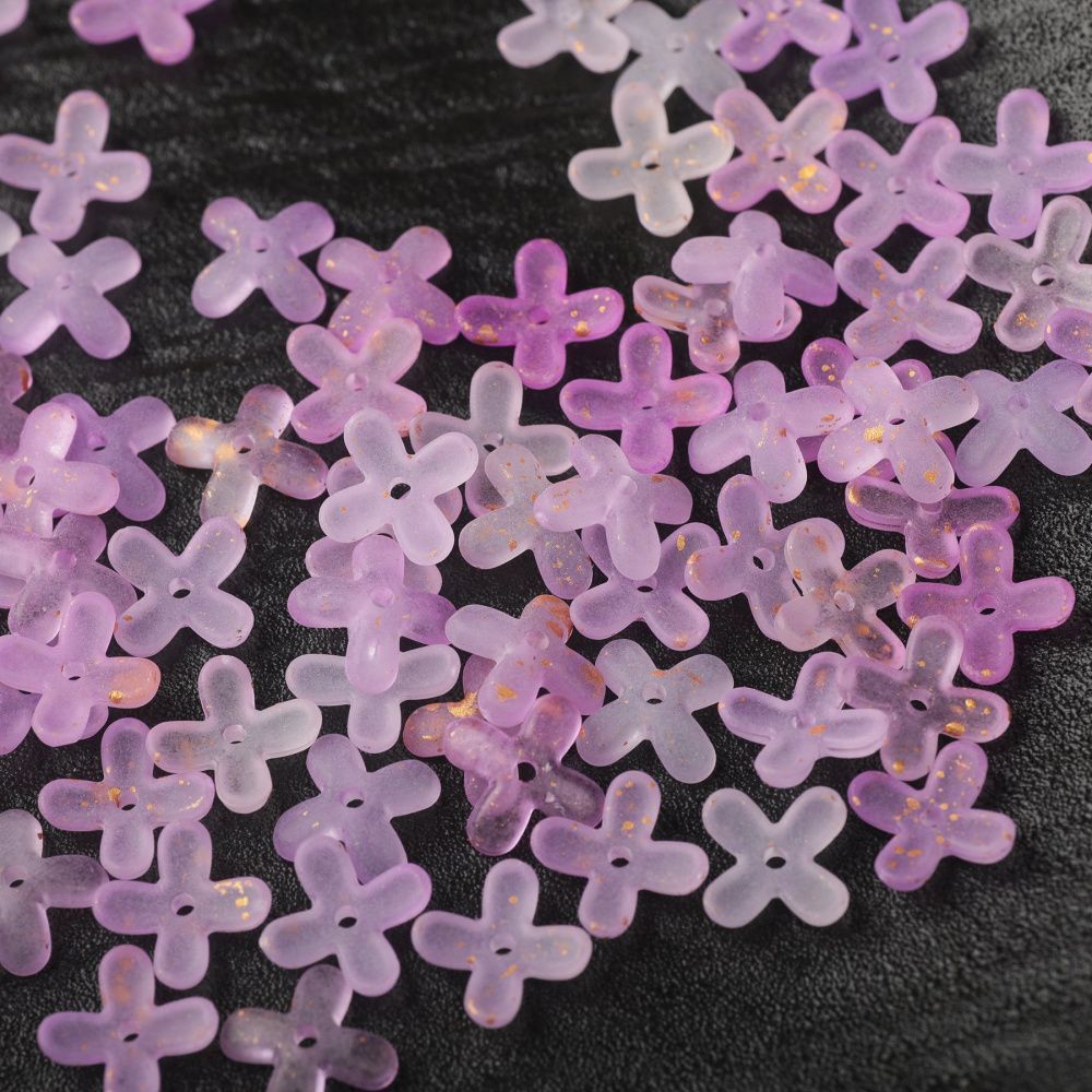 бусина, акрил "клематис", матовая, цвет фиолетовый, 11.5x11.5x3 мм