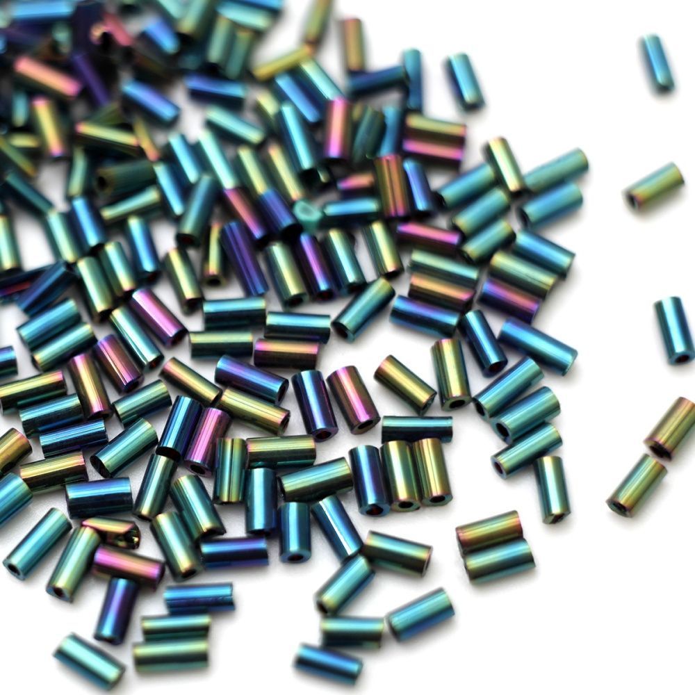 бисер "радуга", стеклярус, цвет зеленый ирис (уп 7 г)