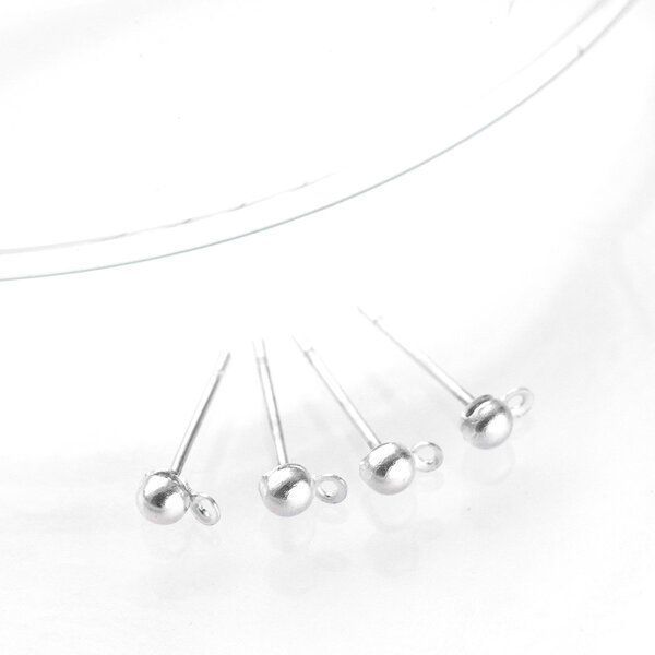 пуссеты "шарик", цвет серебро, 12х3 мм