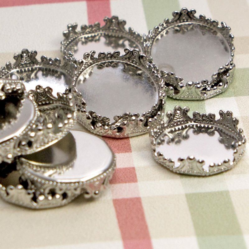 сеттинг круглый "пуфик", цвет платина, 16,5 мм