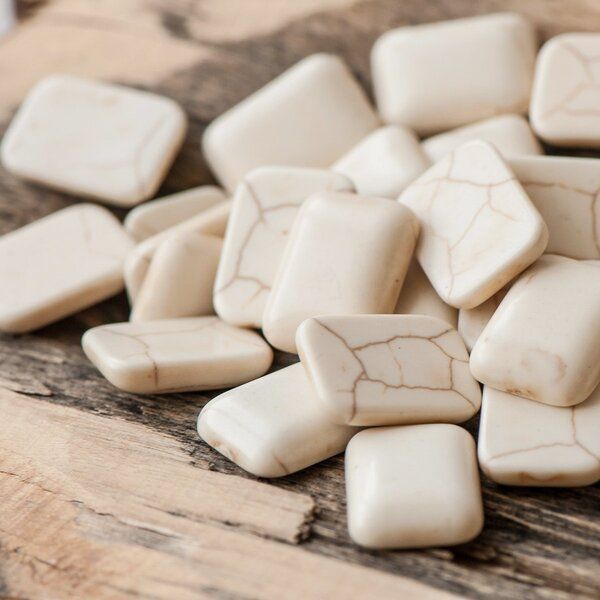 кабошон бирюза синтетическая, прямоугольный, цвет античный белый, 18x13x5 мм