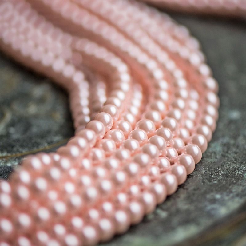 бусина, имитация жемчуга, стекло 6, цвет розовый, 6 мм