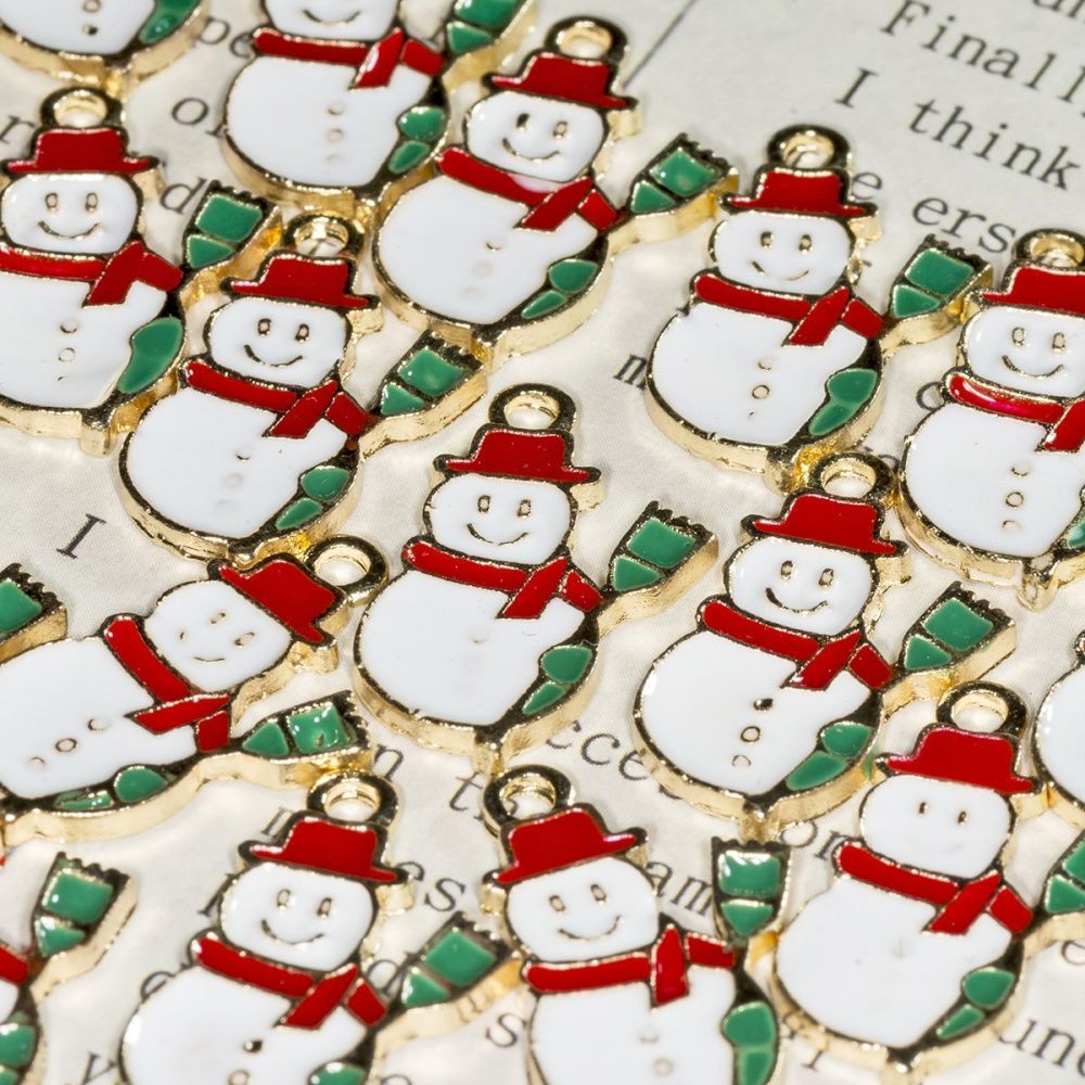 подвеска металлическая "снеговичок", с эмалью, цвет золото, 21.5x12.5x2 мм