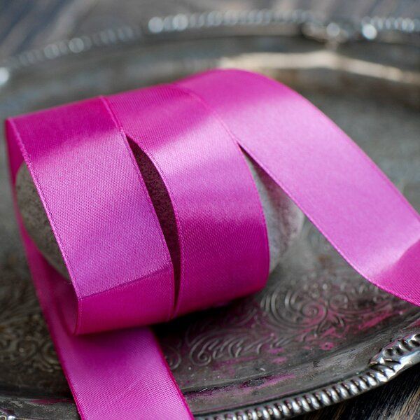 лента, атлас, цвет фуксия, ширина 25 мм ленты