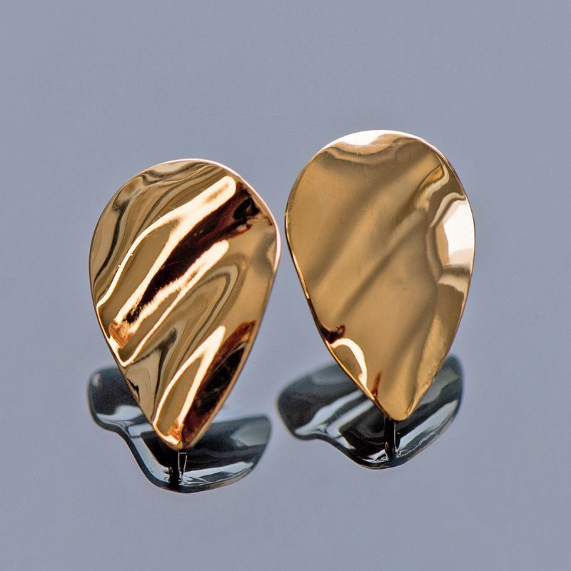 пуссеты "капля-шифон", позолоченные, 19.5x13 мм