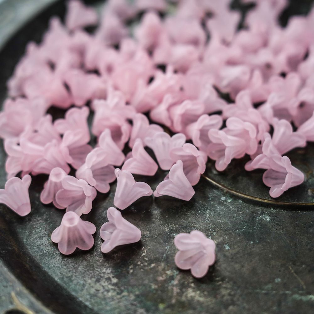 бусина, акрил "колокольчик", матовая, цвет светло-розовый, 13.5x10 мм