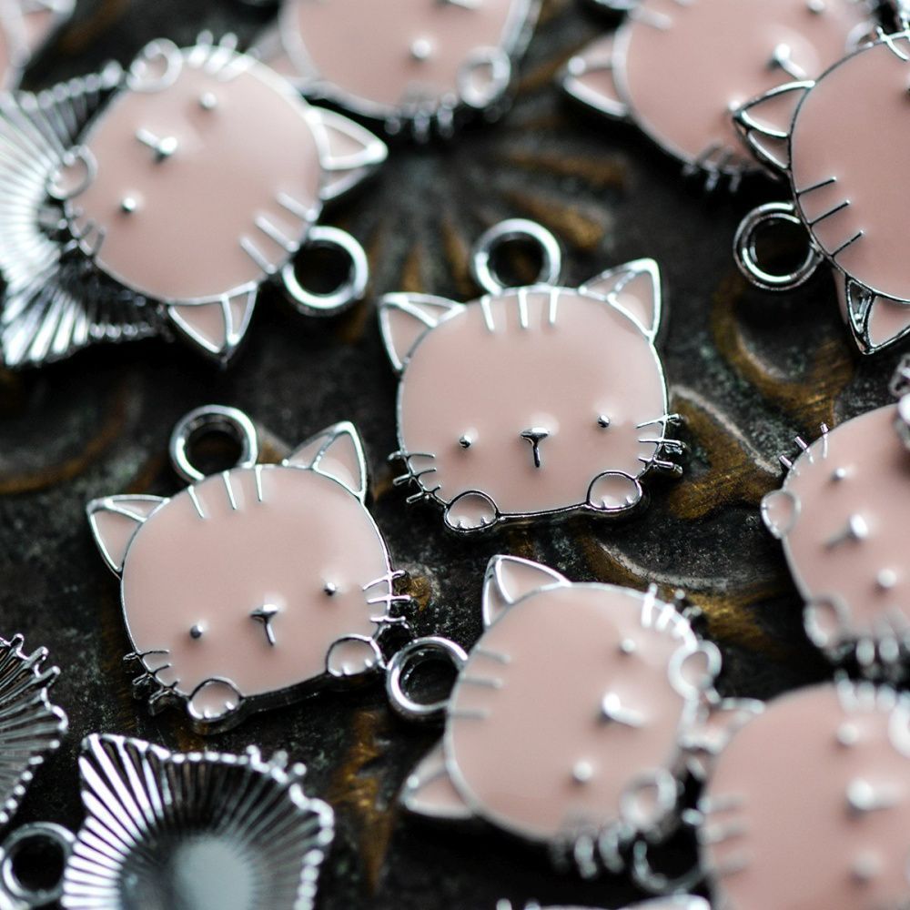 подвеска металлическая "hello kitty", эмаль, цвет розовый, 15x13x3 мм