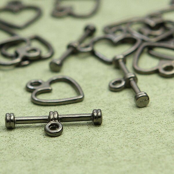 тоггл "сердечко", цвет черный, 12х14 мм