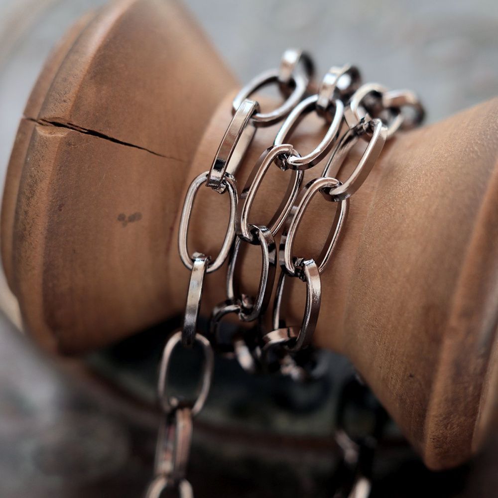 цепочка "трек", цвет черный, звено 10x5x1.5 мм