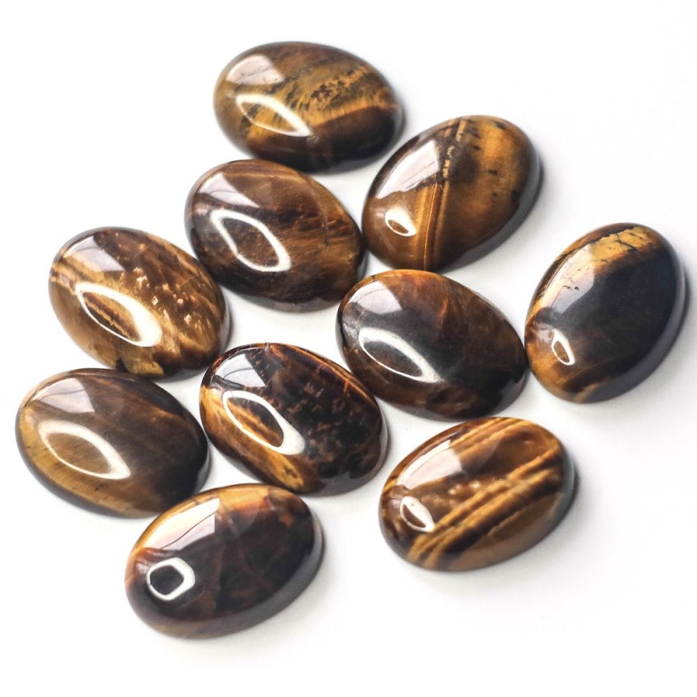 кабошон тигровый глаз овальный, цвет коричневый, 25х18х8 мм