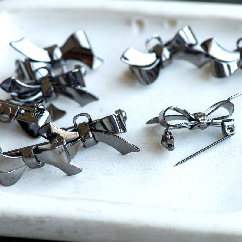 основа для броши "бантик", цвет черный, 27х18 мм