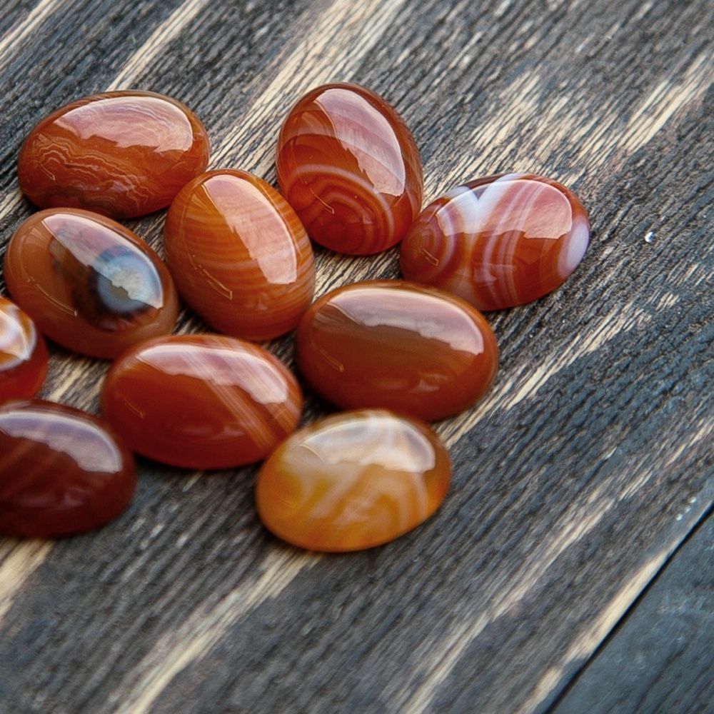 кабошон агат овальный, цвет терракотовый, 18x13x7.5 мм