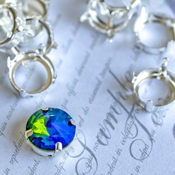 цапы для стразов круглые, открытые, серебро, 12 мм