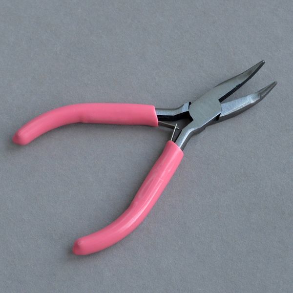 инструмент, тонкогубцы-утконосы (без насечки), розовые ручки, 12x7.2x0.9 см