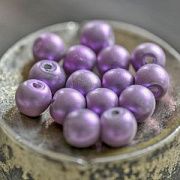Бусина, имитация жемчуга, стекло 4, матовая, цвет сиреневый, 4 мм (уп 50+/-5 шт)