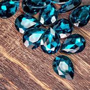 Кабошон стекло Кристалл, каплевидный, цвет Capri Blue, 18х13 мм