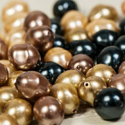 Бусина, имитация жемчуга "Боб", стекло, цветовой микс, 14х12 мм