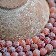 Бусина агат 10, цвет индийский красный, матовый, колорир., 10 мм (стренд 10 шт.)