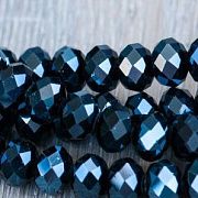 Бусина, стекло абакус 12, граненая, цвет гематитовый, 12х8 мм 