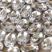 Кабошон стекло Кристалл, овальный, цвет Cristal, 18х13 мм