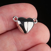 Застежка магнитная "Сердце", цвет платина, 10.5x16x7 мм