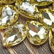 Кабошон стекло Кристалл, каплевидный, цвет Jonquil, 18х13 мм