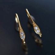 Швензы "Дроп", с цирконием, позолоченные, 17.5x2.5 мм 