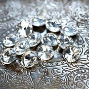 Кабошон стекло Риволи, цвет прозрачный, 14х7 мм