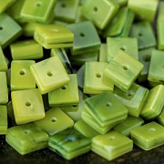 Бусина, Лэмпворк "Полукубик", стекло, цвет зеленый, 5.5x6x3 мм