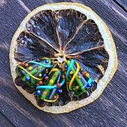 Бусина, Мурано "Ёлочка нарядная", фигурная, стекло, 20х13 мм