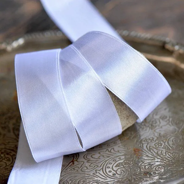 лента, атлас, цвет белый, ширина 25 мм ленты