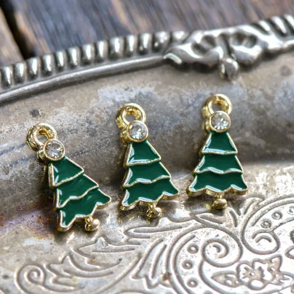 подвеска металлическая "елка рождественская", эмаль, цвет золото, 21x11x3 мм