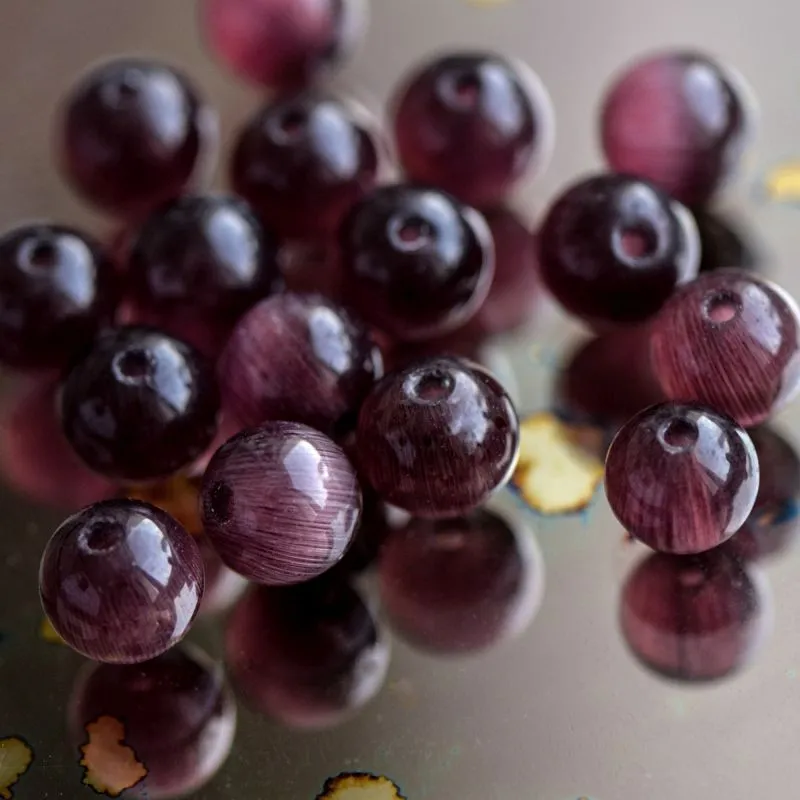 бусина "кошачий глаз", стекло, цвет винный, 10 мм
