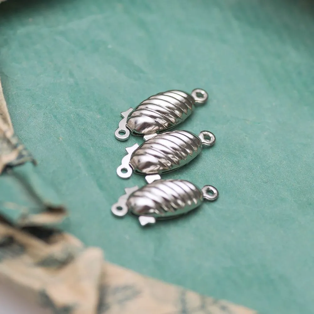 замочек-боб для жемчуга, цвет платина, 22x9x5 мм