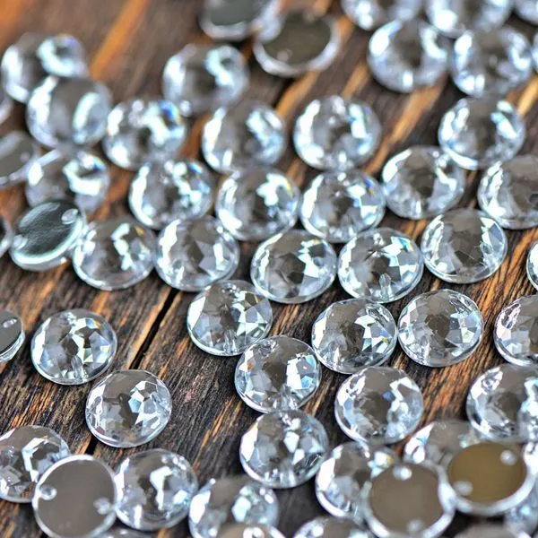 стразы пришивные "грани", акрил, круглые, цвет cristal, 10х4 мм