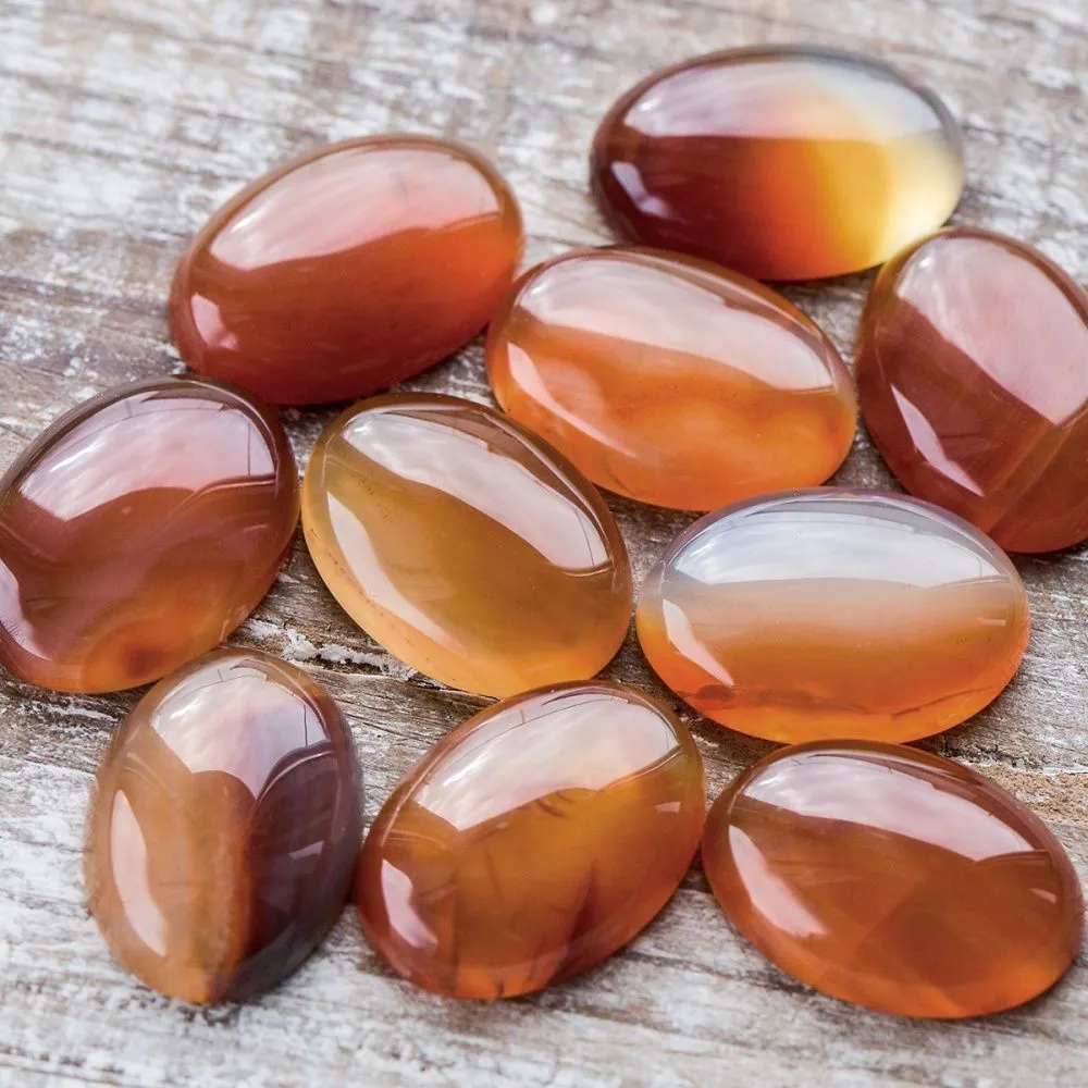 кабошон карнелиан овальный, цвет красно-коричневый, 25x18x5-7 мм