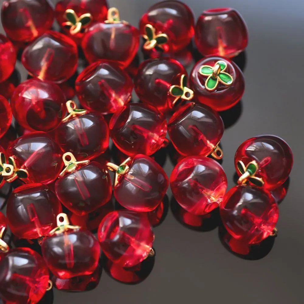 подвеска лэмпворк "яблоко", цвет красный, 15.5x14x14 мм